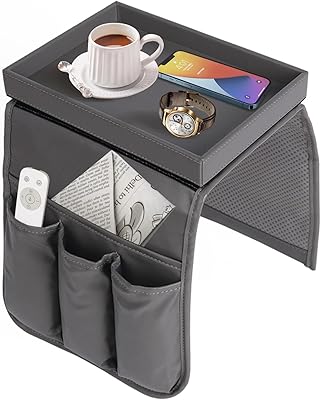 An organizer of armrests with 5 detachable PU leather pockets, sofa organizer, sofa armrest tray, cup holder, bedside storage bag for television, remote control, mobile phone, tablet, book, pocket for magazines.. Discover a world of affordable shopping with DIAYTAR NIGERIA's vast marketplace delivered to you in days.