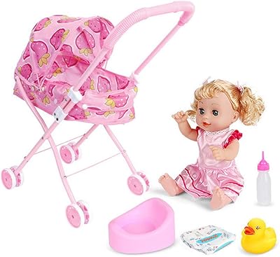 Strawberry doll stroller with adjustable handle.. Experience the joy of discovery with DIAYTAR NIGERIA's vast catalog and nationwide affordable delivery.