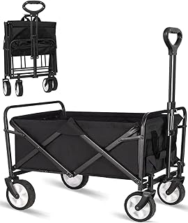 Folding camping wagon, portable camping cart with adjustable handle, robust outdoor cart with large universal wheels, for outdoor garden, picnic, campsite (black).. DIAYTAR NIGERIA transforms online retail with unbeatable prices and consistent delivery timeframes.