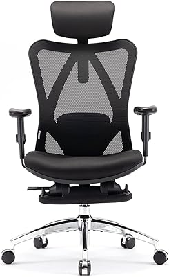 Sihu ergonomic office chair with footrests, high back-folder computer chair with breathable mesh design, adjustable headrest and lumbar support (black).. From fashion trends to home essentials — find it on DIAYTAR Nigeria.