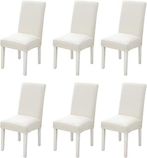 GZS dining room chair covers, set of 6 pieces of soft and stretch jacquard fabric, removable and washable for dining room, ancient chair, wedding (white).. DIAYTAR NIGERIA: Revolutionizing how Nigerians shop with affordable prices and prompt delivery services.