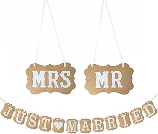 Decoration Just Married Mme Mme Mme Accessories Suspended Banner Just Married Banner Crown Banner Photo For Wedding, Honeymoon, engagement, Fête de fête, car decoration.. DIAYTAR NIGERIA: Creating access to affordable products for every Nigerian with our swift delivery service.
