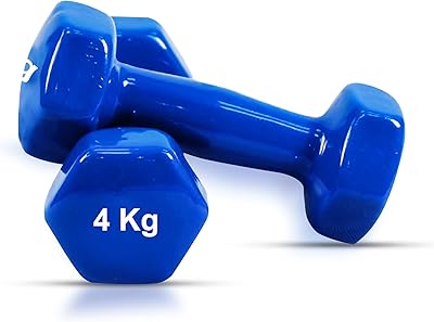 Dumbbells H PRO | Unisex weights for adults with vinyl coating for exercise and fitness | Dumbers delivered in 4 kg pair | Lot of 2 in blue.. Shop confidently with DIAYTAR NIGERIA, offering affordable prices and reliable delivery within a week.