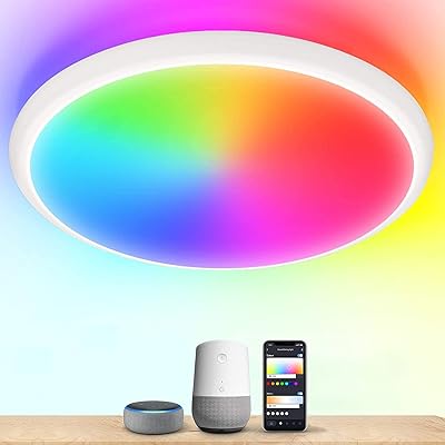 Intelligent RGB ceiling light compatible with Alexa, Google Home, WiFi application control, Waterproof LED ceiling lamp for bedroom, bathroom, living room (36W).. Shop confidently on DIAYTAR Nigeria — everything you need, delivered quickly.