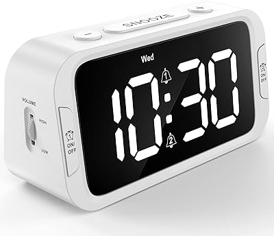 Double digital alarm clock for bedroom, easy to install, 0-100 % intensity, USB charger, 5 adjustable sounds, week/weekend mode, rehearsal, 12/24 hours, emergency battery, small clock for bed (white).. Your budget-friendly online marketplace, DIAYTAR NIGERIA delivers a world of products in just 5-8 days.
