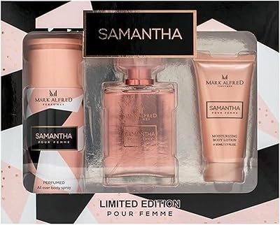 Mark Alfred Samantha For Women Parfum For Women Floor Water Form 100 ml + Spray Corps 50 ml + Body lotion 50 ml.. Discover the perfect shopping balance at DIAYTAR NIGERIA with competitive prices and prompt delivery.
