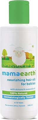 Mama Earth Earth Nourishing Happy Hair Oil for Baby with Almond Oil and Avocado for Children from 0 to 10 years old (200 ml).. Get unbeatable value on every order with DIAYTAR Nigeria.