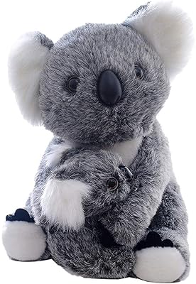 Koala bear toy in soft plush ideal in the shape of a mother with baby for children and adults (gray).. DIAYTAR NIGERIA: Transforming online retail with affordable prices and consistent 5-8 day nationwide delivery.
