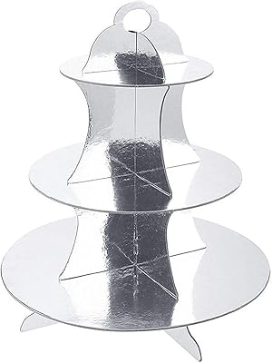 Support for cupcakes with 3 -layer cardboard dessert, buffet supplies of desserts for wedding, birthday, baby shower, 30x35 cm, silver.. DIAYTAR NIGERIA makes quality accessible with low prices and reliable 5-8 day nationwide delivery.
