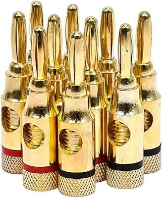 Gold -plated speaker sheets - 5 pairs - Open screw type, for speaker thread, home cinema, wall plates and more (B1).. DIAYTAR NIGERIA: Where shopping dreams become reality with budget-friendly prices and prompt delivery.
