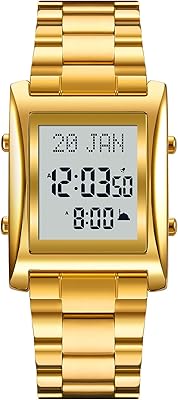 Digital watch for men, stainless steel, electronic watch, Hajj and prayer direction, steel compass and bracelet.. From daily deals to exclusive products — DIAYTAR Nigeria has you covered.