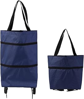 Bag of foldable portable races with casters, zipper storage bag in two stages, reusable racing bag (navy blue).. Why shop anywhere else? DIAYTAR Nigeria has it all and delivers fast.