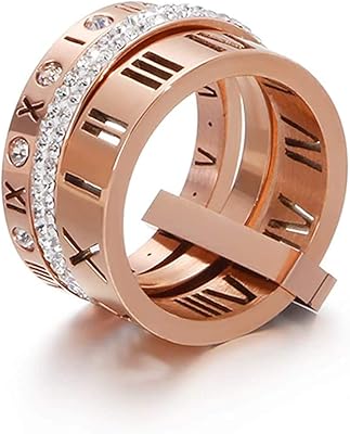 3 -in -1 rotary ring with a pattern of Roman numbers inlaid with cubic zircones for women and girls, in stainless steel, metal, cubic zirconia.. Your e-commerce hub for everything — DIAYTAR Nigeria has you covered.