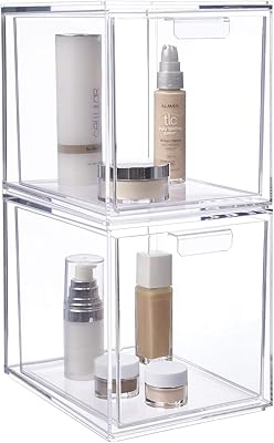 Story transparent plastic storage drawers by Audrey | set of 2 | 6.75 "of length | Organize cosmetics and beauty products on the hairdresser | Made in the United States.. Why shop anywhere else? DIAYTAR Nigeria has it all and delivers fast.