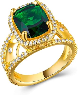 Charhoden Ring for Women Plated Gold 18 Carats Full Square Diamond Green Grandmother Ring 7us.. From kitchen tools to phones — DIAYTAR Nigeria ships it all in a week.