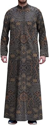 Caftan Thobe for men, Saudi Arabic, Muslim, Islamic, Dubai print, Abaya dress, Mandarin collar (Color: Brown, Size: XXL).. Why shop anywhere else? DIAYTAR Nigeria has it all and delivers fast.