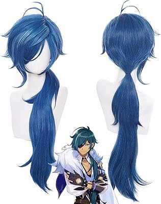 Kaya long blue cosplay wig Kenshin effect with ponytail in synthetic hair for men and women, Halloween party + free wig base.. Experience the power of choice with DIAYTAR NIGERIA's extensive catalog delivered within the week.