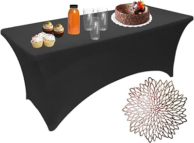 Anoz rectangular tablecloth, 6 -foot stretch fabric, universal adjustment | Unwanting for DJ evenings, professional fairs, banquets, weddings, cocktails, free tablecloth - (black).. Shop smart with DIAYTAR NIGERIA, offering a vast product range delivered to your doorstep within a week.