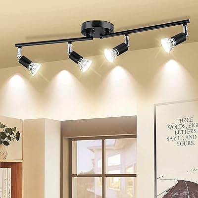 Skkhd rail lighting kit, adjustable rail arm, 4 -headed retractable ceiling lamp with GU10 socket, nickel brush, bulbs not included (black).. Get what you need, when you need it — DIAYTAR Nigeria delivers fast.