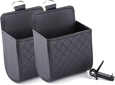 Storage bag for car ventilation grid, car pocket organizer, telephone shell, sunglasses support, phone support, phone support (black) - 2 rooms.. Shop with intention at DIAYTAR NIGERIA, offering thousands of products at budget-friendly prices.