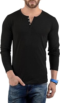 Henley for men's long -sleeved shirts - T -shirts relaxed with long sleeves, black - Henley t -shirt, M.. Shop with ease at DIAYTAR NIGERIA and enjoy our extensive product range delivered at affordable rates.