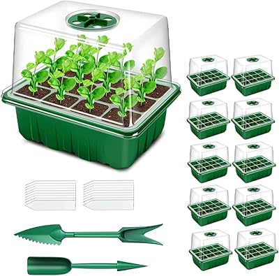 Seed start -up tray, 10 thick cell package, set of seed starters with dome of humidity/raised lids, greenhouse and garden culture trays, green.. Shop without limits at DIAYTAR NIGERIA and receive your purchases at budget prices within the week.
