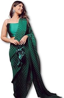 Sari in pleated/pleated satin with unwanted blouse, one size.. Shop from anywhere in Nigeria with DIAYTAR's extensive selection and budget-friendly shipping options.