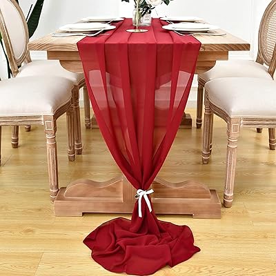 Table runner in transparent silk muslin for wedding, 27 x 120 inches, romantic table runner for wedding, birthday party, holiday decoration, wedding and baby table (red wine).. Your trusted marketplace, DIAYTAR NIGERIA offers extensive variety with delivery within 8 days.