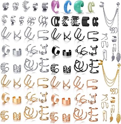 81 Parts Clip Earrings Non -pierced Cartilage for women and men, not pierced cartilage earrings (gold/silver/black).. DIAYTAR NIGERIA: Your gateway to affordable products delivered reliably across Nigeria.