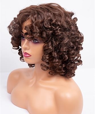 Curlled wig, short -term curly wigs for black women wigs with bangs, brown brunette wig short afro wig buckle wigs replacement of synthetic curled hair length soft shoulder (430#).. Thousands of choices. Zero hassle. All thanks to DIAYTAR Nigeria.