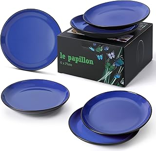 Set of ceramic plates 6 pieces Miami - Le Papillon collection (blue, 8 inch).. Your trusted e-commerce destination, DIAYTAR NIGERIA offers extensive variety with reliable shipping.