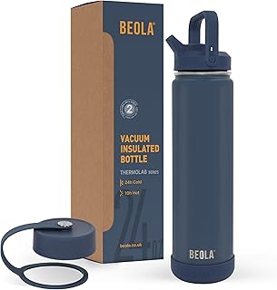 Insothermal bottle of Insothermus under Vacuum Biola 750 ml, double -walled gourd in stainless steel with straw lid, 2 lids included, hot and cold thermal water bottle for children and adults 24 oz (navy blue).. DIAYTAR NIGERIA delivers more than products - we deliver affordable solutions within days.