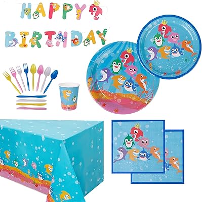 Set of Beauty Baby Shark party supplies of 114 pieces, baby Shark decorations and disposable dishes that does not need to be washed for 16 people.. No hassle, just shopping — DIAYTAR Nigeria delivers in under 8 days.