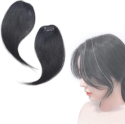 Frokes to clip 100 % real human hair, wavy French fringe, swinged side fringe, natural appearance, for daily use, 2 pieces (black).. DIAYTAR NIGERIA combines affordability, variety, and convenience with nationwide delivery services.
