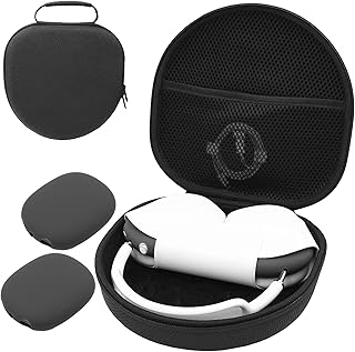 Rigid case for airpods max, cover for travel headset with silicone earrier and net pocket for airpods max - black.. DIAYTAR NIGERIA: Your affordable shopping destination with thousands of products delivered in days.