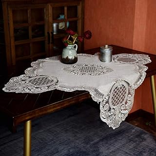 Rectangular lace tablecloth in extentable stone fabric with elegant embroidered table runner for outdoor kitchen festival decoration (stone, 120 x 120 cm).. Your trusted marketplace, DIAYTAR NIGERIA offers comprehensive selection with budget-friendly delivery.