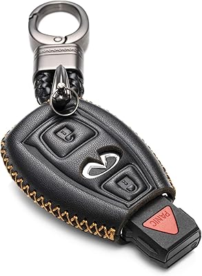 Vitodeco Smart Cover in real leather with leather keychain for Infiniti QX30 2017-2018 (3 buttons, black).. DIAYTAR NIGERIA connects you with thousands of products at competitive prices, delivered within a week.