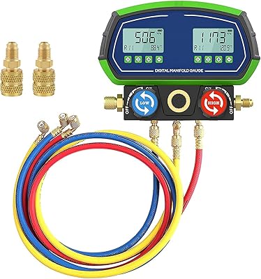 Set of Digital Autoand AC digital refrigerant collector gauges for HVAC refrigeration system, Double valve and temperature gauge test with vacuum leakage pressure detector kit with 3 pipes.. Experience DIAYTAR NIGERIA, where extensive product variety meets pocket-friendly prices and reliable delivery.