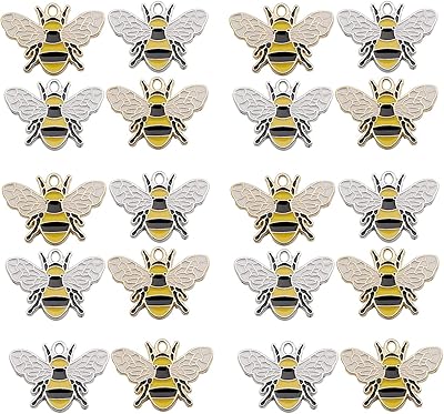 20 pieces with charms in the shape of a gold plated bee for the manufacture of jewelry, necklaces, bracelets, earrings, accessories, charming jewelry, decoration, necklaces for women and party, metal.. DIAYTAR NIGERIA: Making quality accessible to all Nigerians with affordable prices and quick delivery.