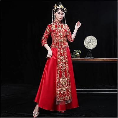 YEBDD Long traditional Chinese wedding dress oriental style dresses China clothing store (color: C, size: code m).. From Lagos to Kano, DIAYTAR Nigeria delivers across Nigeria in days.