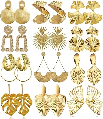 12 pairs of exaggerated geometric earrings in gold and silver, elegant punk braided earrings for women and girls.. Experience the power of choice with DIAYTAR NIGERIA's vast catalog and affordable 5-8 day delivery.