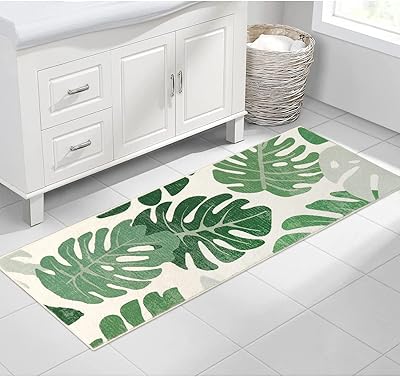 Haocoo bathroom carpet 20 x 59 inches, non -slip bathroom carpet for bathroom, long bath mat with green leaves, soft velvet shower mat, machine washable bath mat, flooring carpet for sink, bathtub, shower.. Your shopping journey simplified with DIAYTAR NIGERIA's vast selection and budget-friendly shipping.
