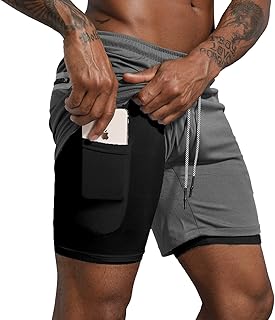 Fitness 2 -in -1 running shorts for Men Light Yoga Short for 7 "drive with zipped pockets.. Shop with confidence at DIAYTAR NIGERIA, enjoying competitive prices and delivery within 8 days.