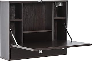 Homecom wall office with storage shelves, floating desk with foldable table, writing table for space -saving computer, brown.. Your budget-friendly online marketplace, DIAYTAR NIGERIA delivers a world of products in just 5-8 days.