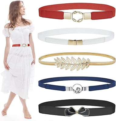The White Shop 5 Fine belts for women for dresses, elegant stretch dressing belts for women, waisted size belts, large elastic belt for dresses, combination.. Shop with intention at DIAYTAR NIGERIA, offering thousands of products delivered nationwide in days.