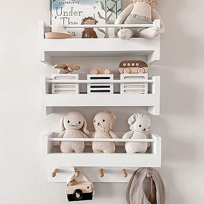 Comex book shelves for children's bedrooms, set of 3 natural wooden floating books for walls, shelf organizer with wall mounting, floating wall shelf for bedroom and bathroom decoration.. DIAYTAR NIGERIA: Putting quality products within reach of every Nigerian through our affordable marketplace.