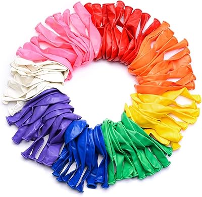 Multicolored latex balloons package of 100 12 inch rainbow decorations for celebration.. Shop smart and save with DIAYTAR NIGERIA's extensive product range and 5-8 day delivery guarantee.