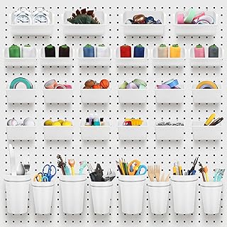 Rowest set of 60 bins in perforated panels for cups, wall organizer with hooks and eyelets, matching organization accessories for office, garage, DIY workshop (white).. Experience DIAYTAR NIGERIA, where extensive product variety meets pocket-friendly prices and reliable delivery.