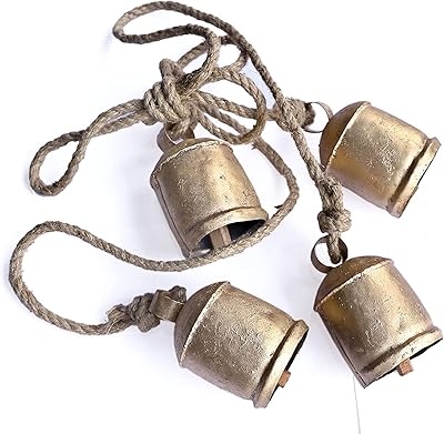 Zayan Nautical Brass Brass Giant Cow Cow Harmony Cow Cow Shabby Chic Campagnard Style Rustic Metal Suspended Cow Bells Giant Decor (4 pieces).. Experience hassle-free shopping with DIAYTAR NIGERIA's user-friendly platform and prompt delivery service.