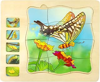 Puzzle of the butterflies life cycle for toddlers 5 wooden layers.. Your trusted shopping partner, DIAYTAR NIGERIA offers extensive selection with quick delivery options.